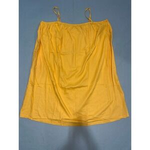 A New Day Cami Shirred Slip Mini Dress Womens 4X Yellow Linen Spaghetti Strap